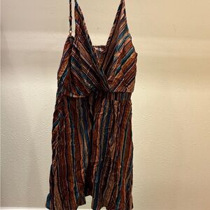 SHEIN Asymmetrical Striped Dress in Brown and Blue